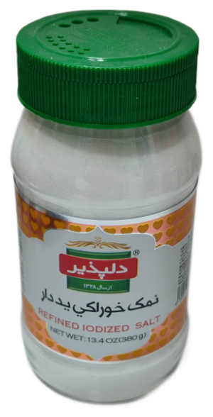 نمک خراکی ید دار دلپذیر بطری380گرم